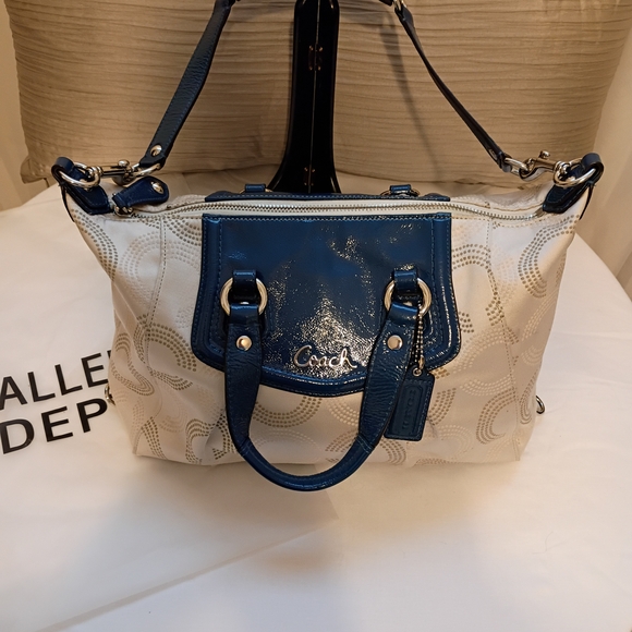 Coach Handbags - Coach Navy and Cream Satchel
